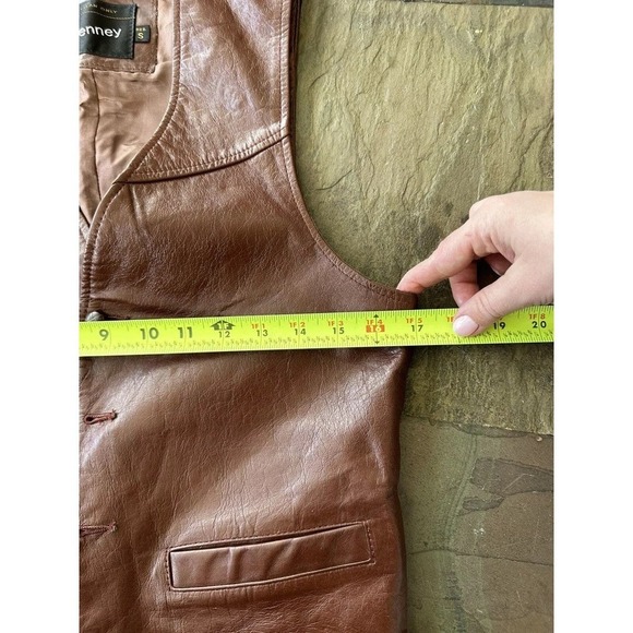 Vtg 70s Pioneer Leather Vest Mens Sz S Western Cowboy Equestrian Button Down​​​ - Picture 9 of 11